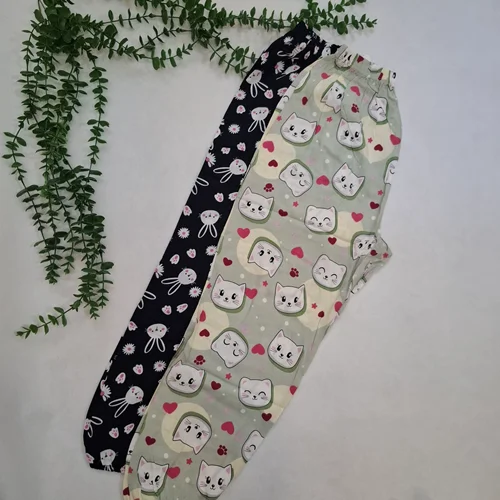 شلوار نخی طرح گربه و خرگوش